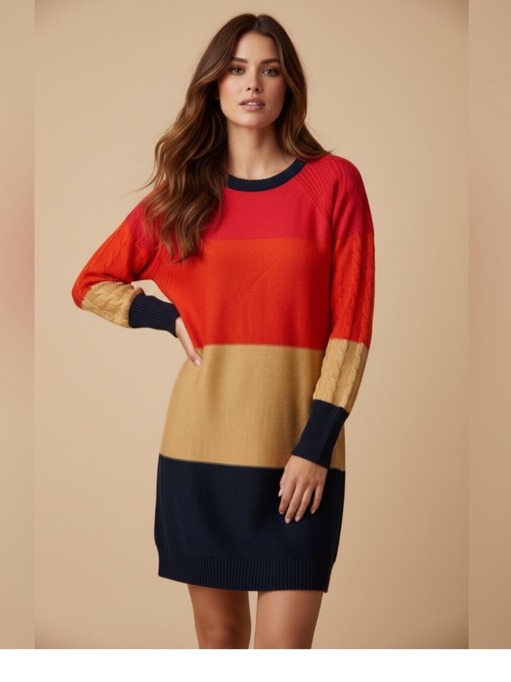 LuLaRoe Lauren ColorBlock Striped Crewneck Sweater Dress Small Fall Fashion NWT